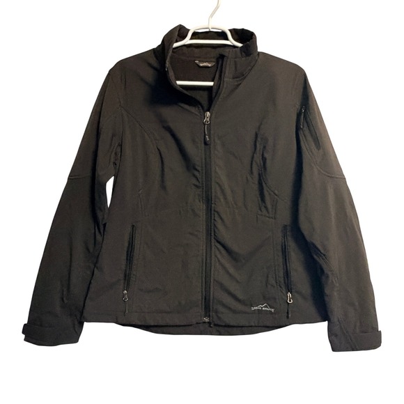 Eddie Bauer Jackets & Blazers - Eddie Bauer Womens Black Softshell Fleece Lined Full Zip Jacket Outdoor Active